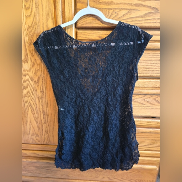 Sasson Oh La La Ladies Black Lace Nighty BabyDoll Lingerie SideSlit Bow Sz Large - Picture 7 of 13